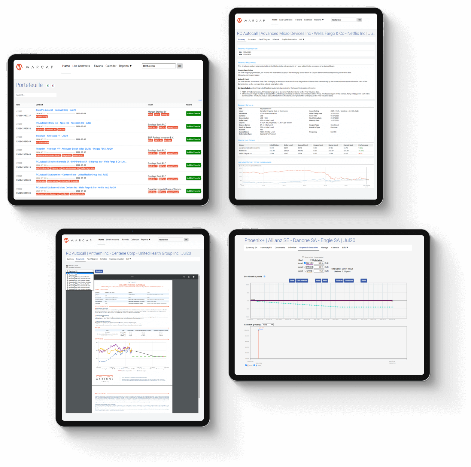 Tablettes digitales pour de l'analyse de données financières